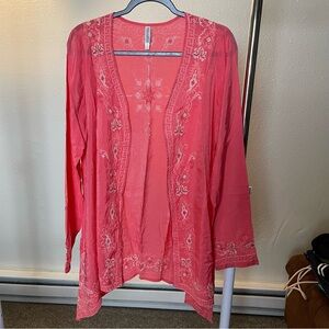 Monoreno Coral Embroidered Cardigan
